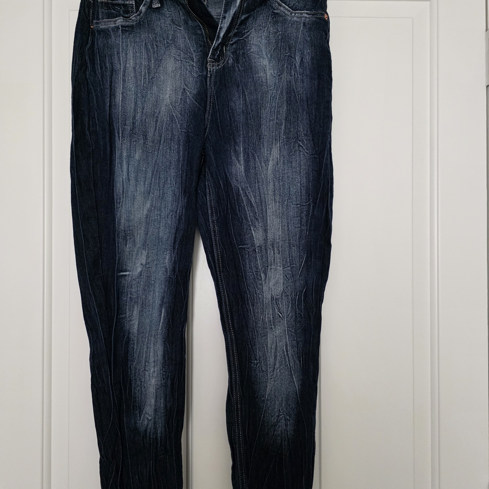 YMI Dark Blue Denim Crinkle Wash Jeans SIZE 11/30